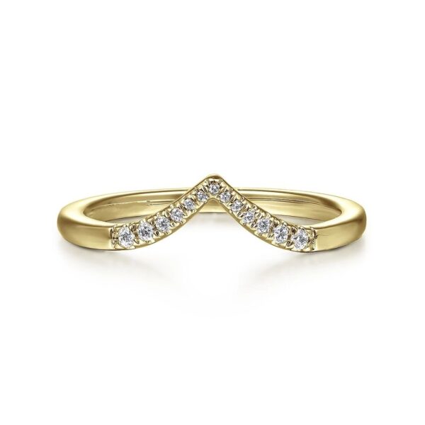 14K Yellow Gold Curved V Diamond Wedding Band - 0.06 ct