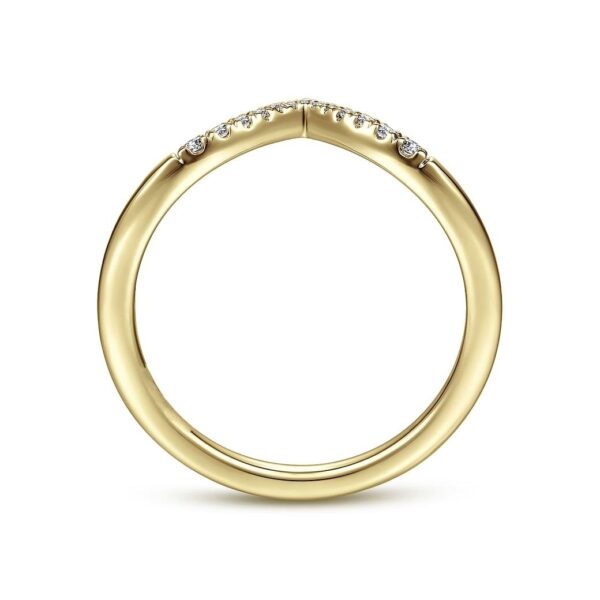 14K Yellow Gold Curved V Diamond Wedding Band - 0.06 ct - Image 4