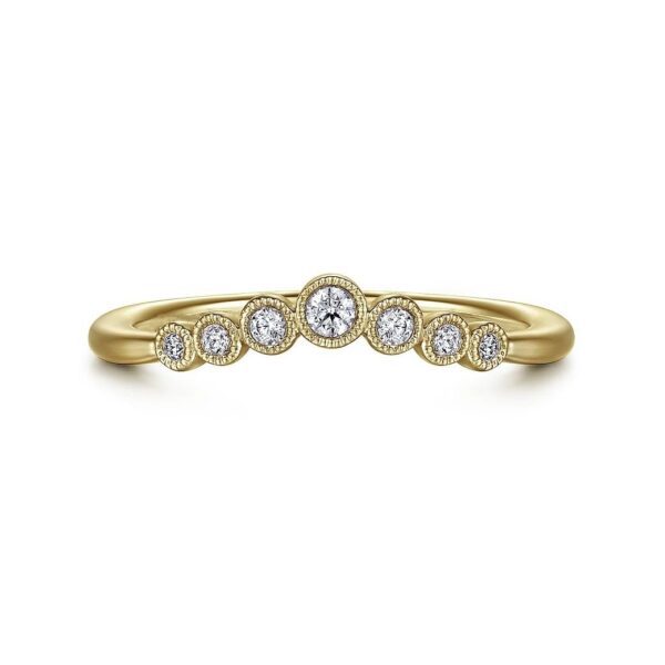 14K Yellow Gold Curved Diamond Anniversary Band - 0.1 ct