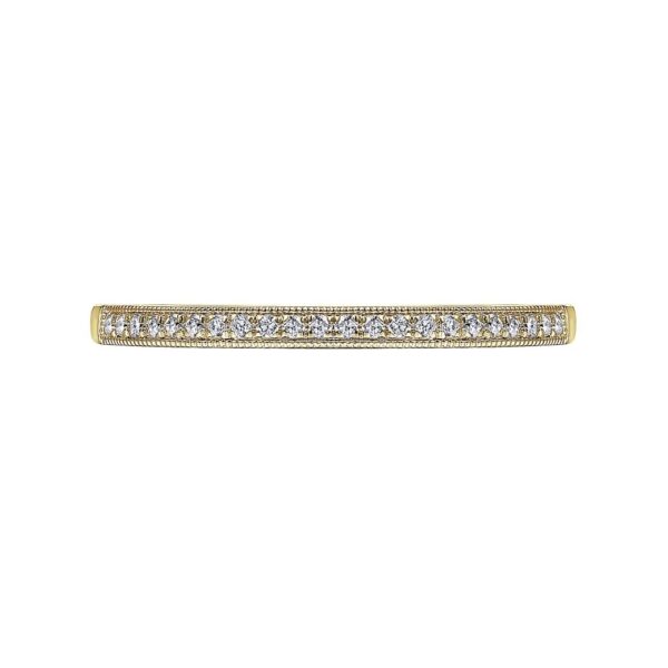 Vintage Inspired 14K Yellow Gold Micro Pave Set Diamond Wedding Band - 0.09 ct - Image 5