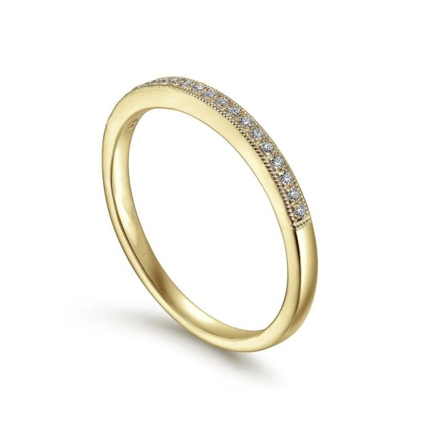 Vintage Inspired 14K Yellow Gold Micro Pave Set Diamond Wedding Band - 0.09 ct - Image 2