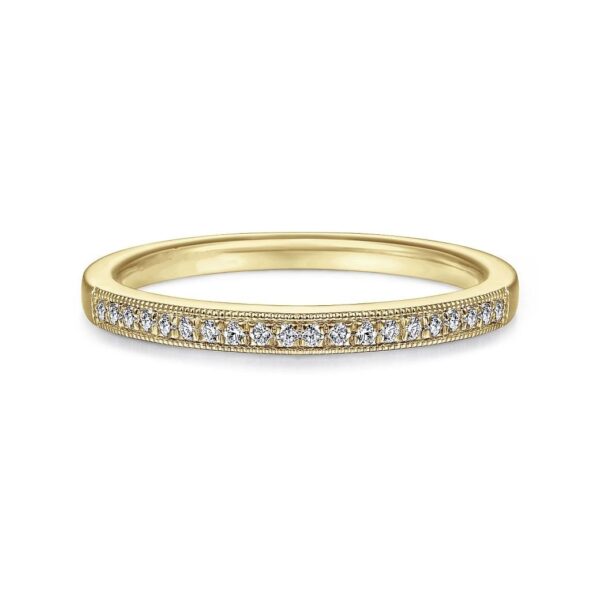 Vintage Inspired 14K Yellow Gold Micro Pave Set Diamond Wedding Band - 0.09 ct