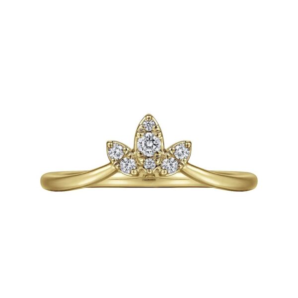 Curved 14K Yellow Gold Diamond Anniversary Band - 0.1 ct - Image 5