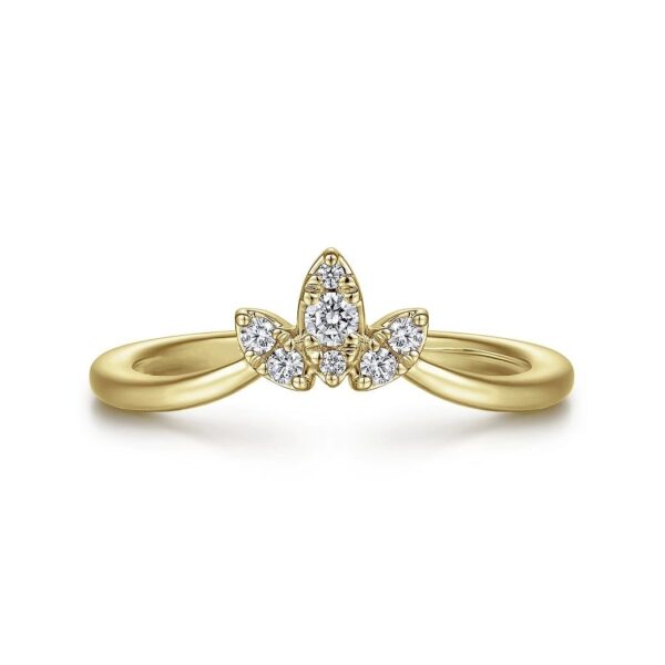 Curved 14K Yellow Gold Diamond Anniversary Band - 0.1 ct