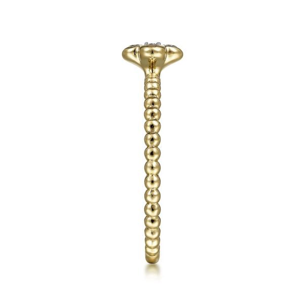 14K Yellow Gold Diamond Cluster Clover and Bujukan Bead Ring - Image 2