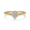 14K Yellow Gold Diamond Cluster Clover and Bujukan Bead Ring