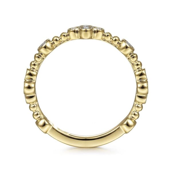 14K Yellow Gold Bezel Set Diamond Quatrefoil Station Ring - Image 3