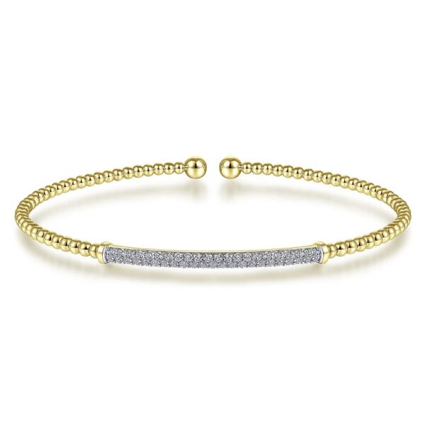 14K Yellow Gold Bujukan Diamond Bar Split Bangle