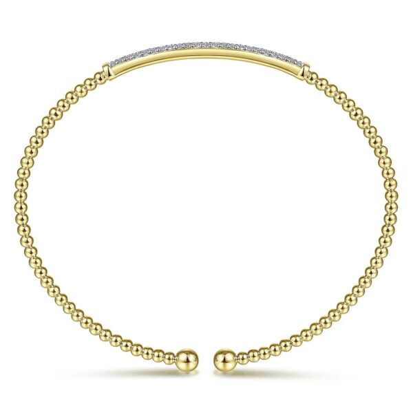 14K Yellow Gold Bujukan Diamond Bar Split Bangle - Image 3