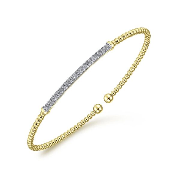 14K Yellow Gold Bujukan Diamond Bar Split Bangle - Image 2