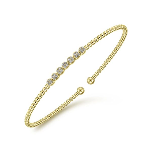 14K Yellow Gold Bujukan Bead and Cluster Diamond Bangle - Image 2