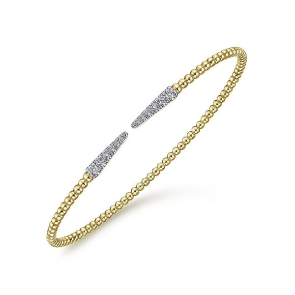 Split 14K Yellow Gold Bujukan Bead Cuff Bracelet with Diamond Pave Spikes - Image 2