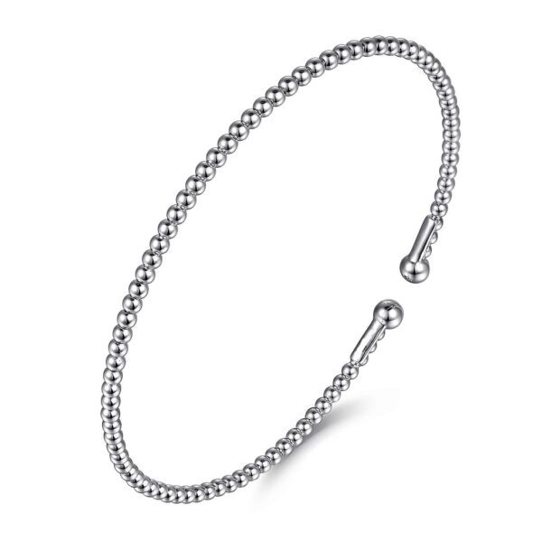 Split 14K White Gold Beaded Bujukan Bangle - Image 3