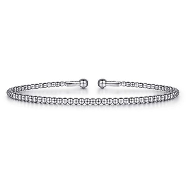 Split 14K White Gold Beaded Bujukan Bangle