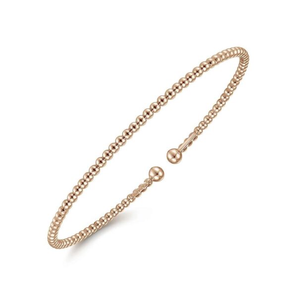 Split 14K Rose Gold Beaded Bujukan Bangle - Image 3