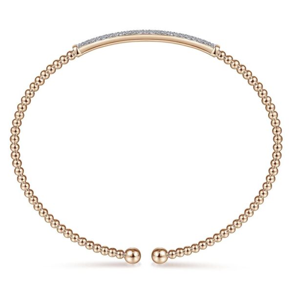 14K Rose Gold Bujukan Diamond Bar Split Bangle - Image 3