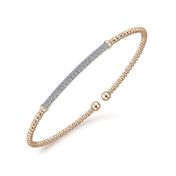 14K Rose Gold Bujukan Diamond Bar Split Bangle - Image 2