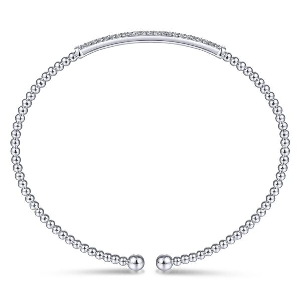 14K White Gold Bujukan Diamond Bar Split Bangle - Image 2