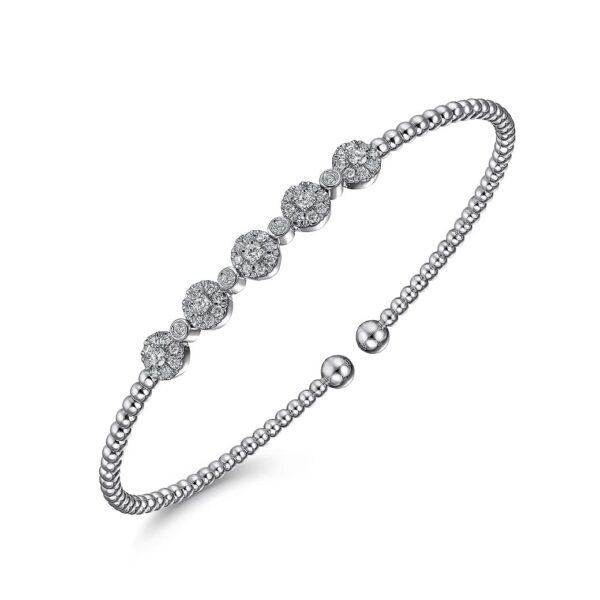 14K White Gold Diamond Bangle - Image 3