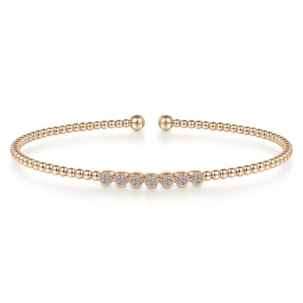 14K Rose Gold Bujukan Bead and Cluster Diamond Bangle