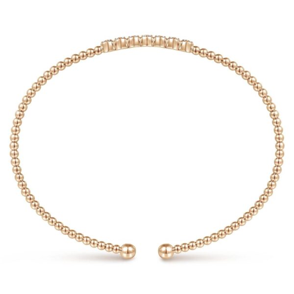 14K Rose Gold Bujukan Bead and Cluster Diamond Bangle - Image 3