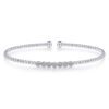 14K White Gold Bujukan Bead and Cluster Diamond Bangle
