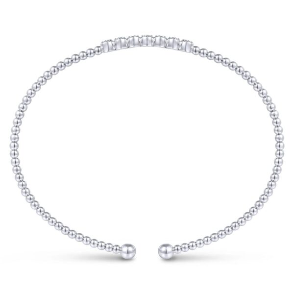 14K White Gold Bujukan Bead and Cluster Diamond Bangle - Image 3