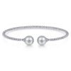 14K White Gold Bujukan Bead Split Cuff Bracelet with Grey Pearls
