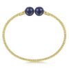 14K Yellow Gold Bujukan Bead Split Cuff Bracelet with Lapis Beads - Image 2