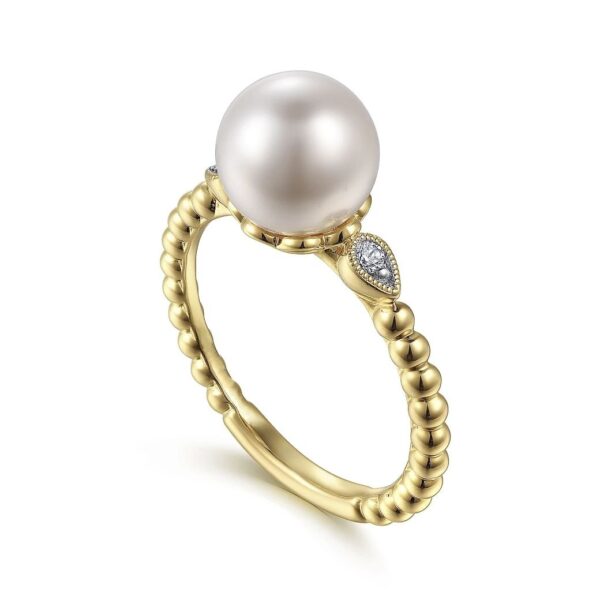 14K Yellow Gold Diamond and Pearl Bujukan Ring - Image 4