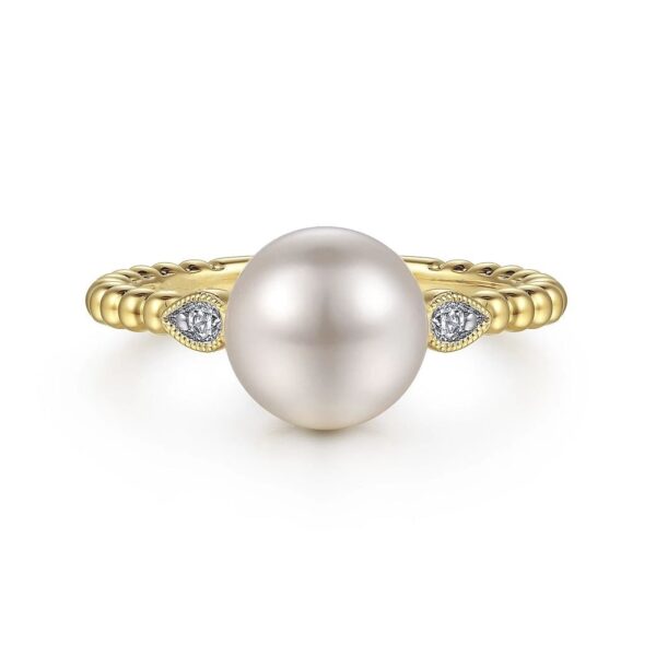 14K Yellow Gold Diamond and Pearl Bujukan Ring