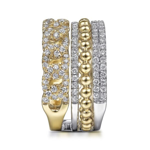 14K White-Yellow Gold Bujukan Diamond Easy Stackable Ring - Image 4