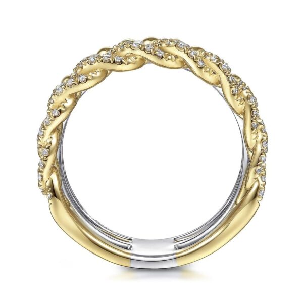 14K White-Yellow Gold Bujukan Diamond Easy Stackable Ring - Image 3