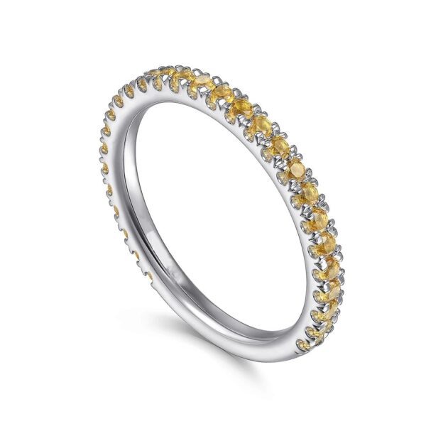 14K White Gold Citrine Stacklable Ring - Image 3