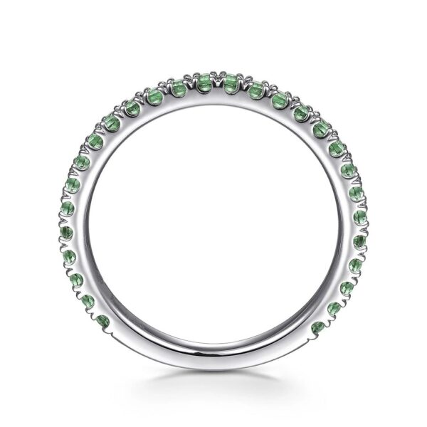 14K White Gold Emerald Stacklable Ring - Image 3