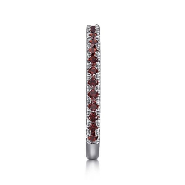 14K White Gold Garnet Stacklable Ring - Image 2