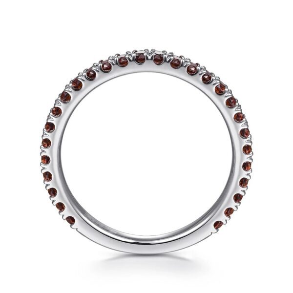 14K White Gold Garnet Stacklable Ring - Image 4