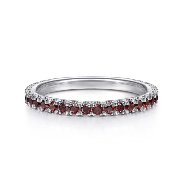 14K White Gold Garnet Stacklable Ring