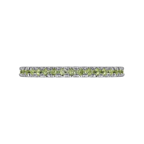 14K White Gold Peridot Stackable Ring - Image 5