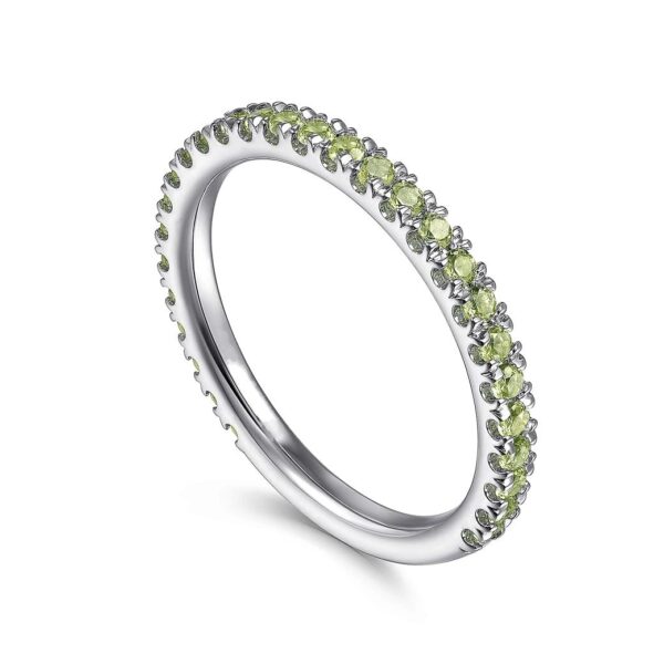 14K White Gold Peridot Stackable Ring - Image 3