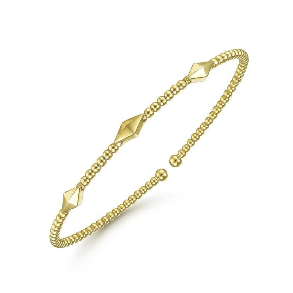 14K Yellow Gold Bujukan Pyramid Stations Bangle - Image 3