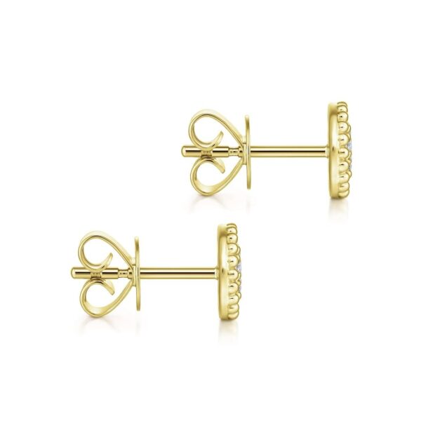 14K Yellow Gold Bujukan Diamond Cluster Stud Earrings - Image 2