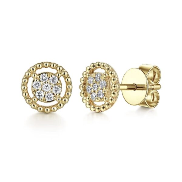 14K Yellow Gold Bujukan Diamond Cluster Stud Earrings