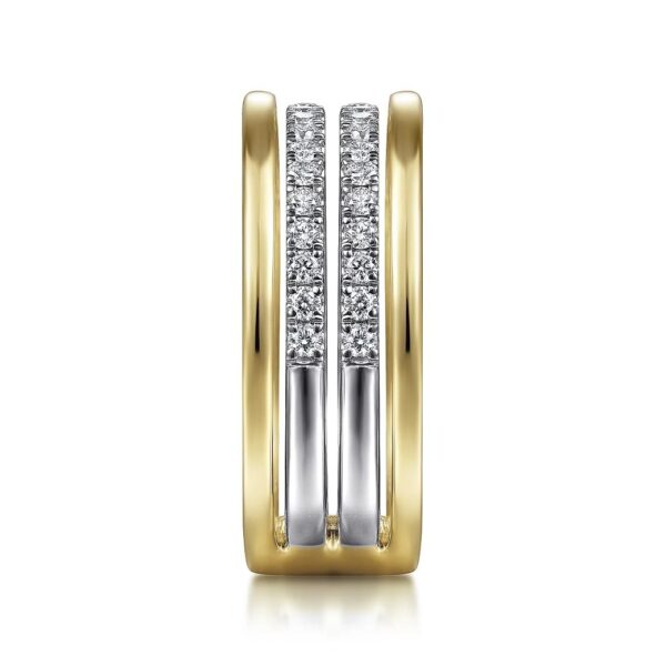 14K White-Yellow Gold Diamond Easy Stackable Ring - Image 3