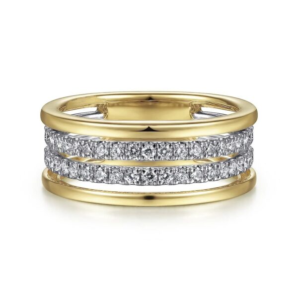 14K White-Yellow Gold Diamond Easy Stackable Ring