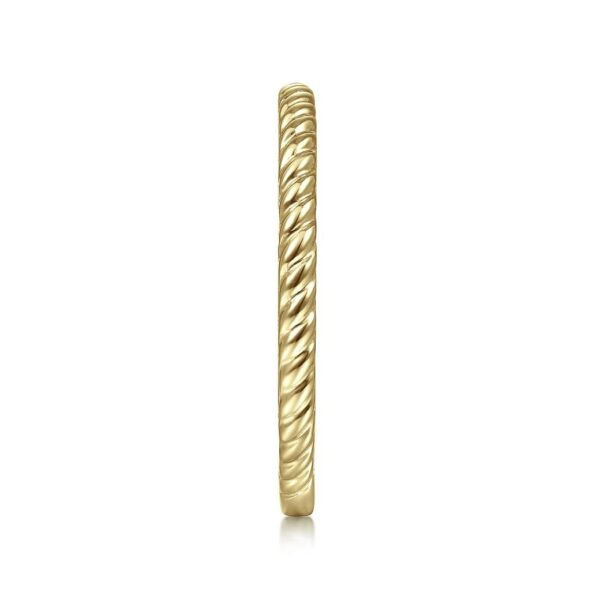 14K Yellow Gold Twisted Rope Stackable Ring - Image 2