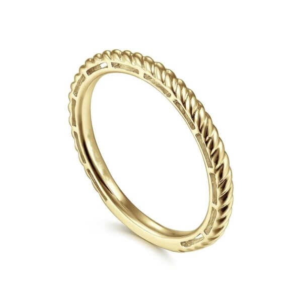 14K Yellow Gold Twisted Rope Stackable Ring - Image 3