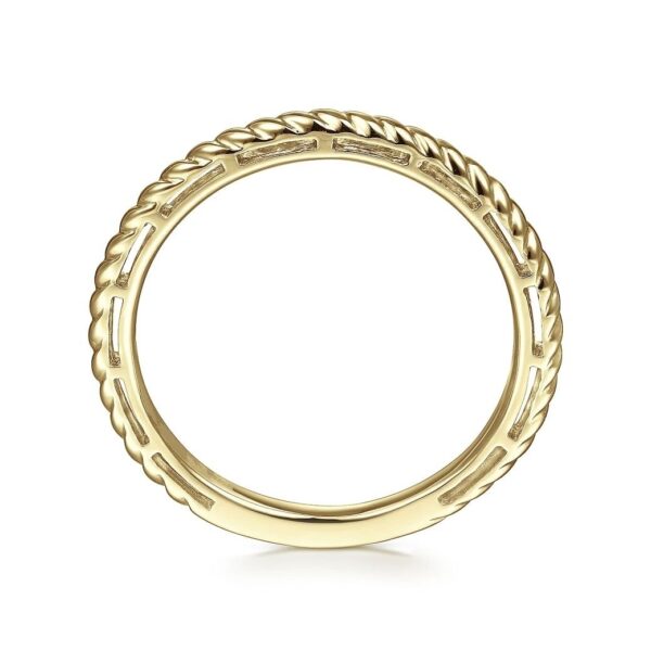 14K Yellow Gold Twisted Rope Stackable Ring - Image 4