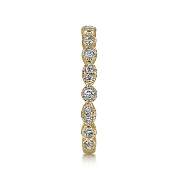 14K Yellow Gold Marquise and Round Station Diamond Ring - Image 4