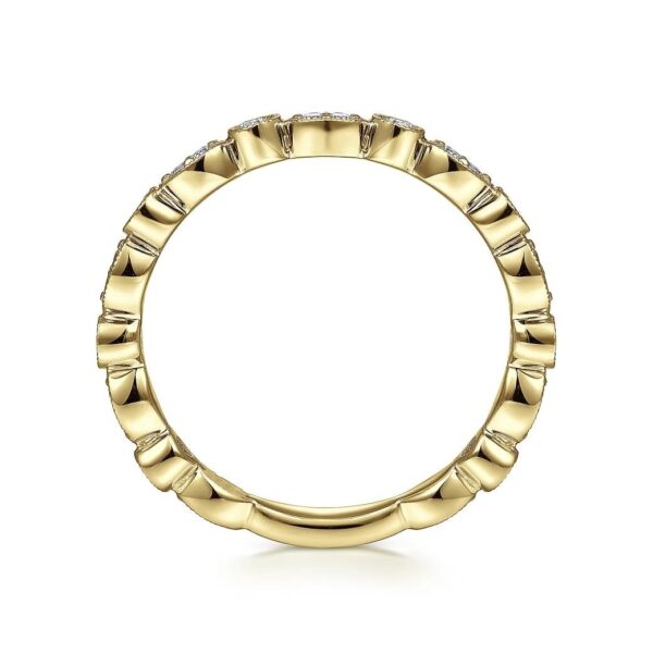 14K Yellow Gold Marquise and Round Station Diamond Ring - Image 2